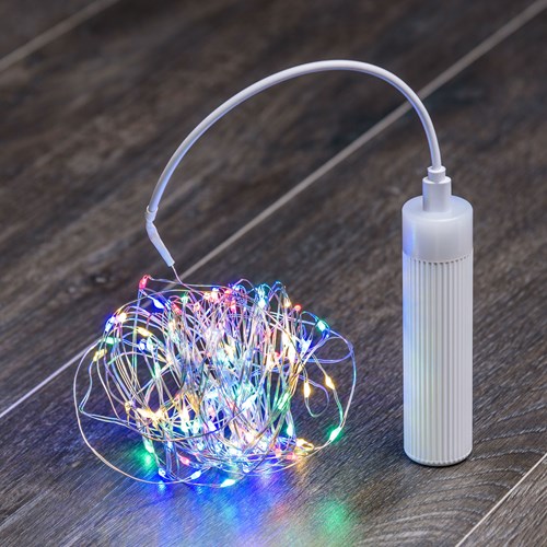 Batteriebetriebene Lichterkette mit USBPOWERBANK 9,9 m, 100 Micro LEDs