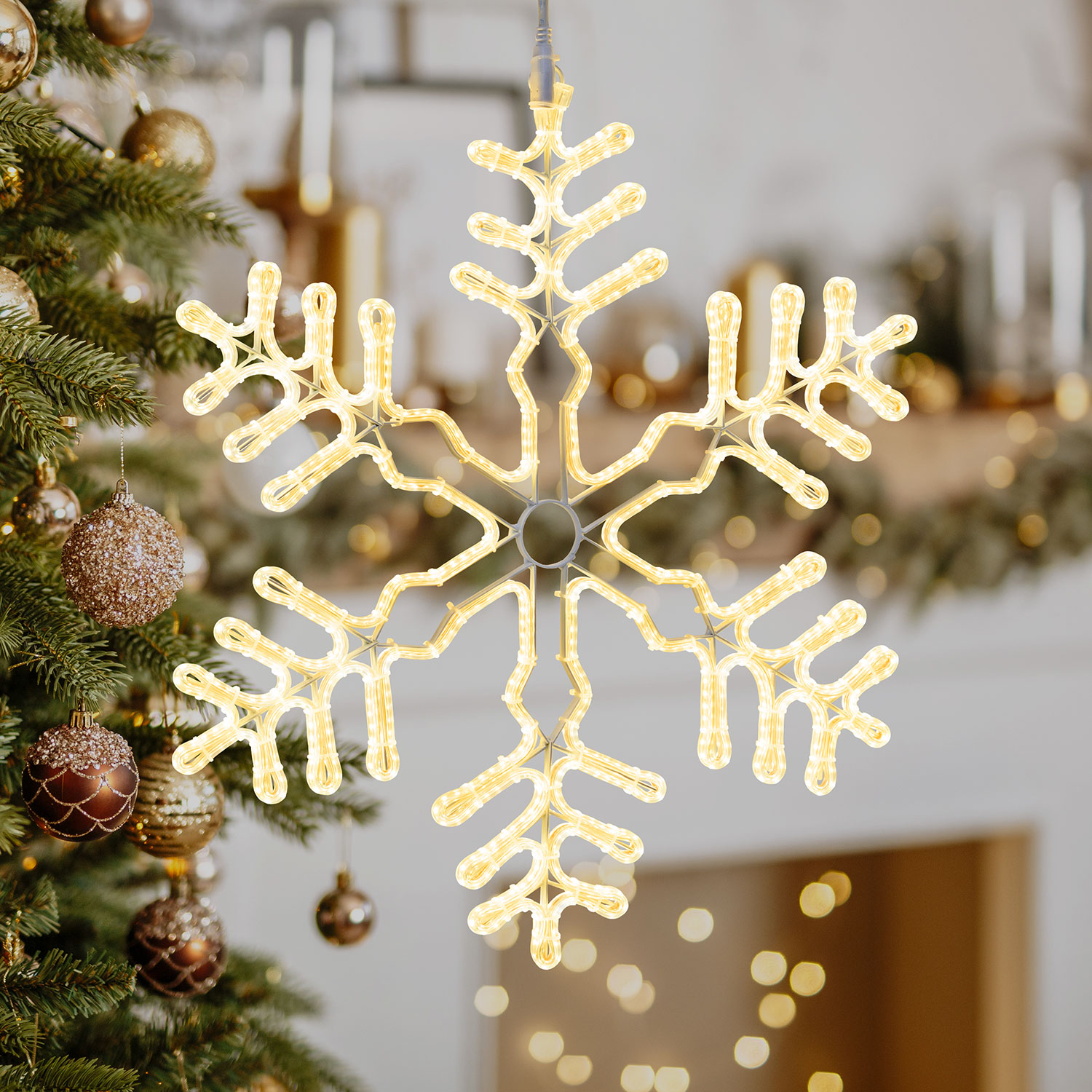 warm snowflake lights