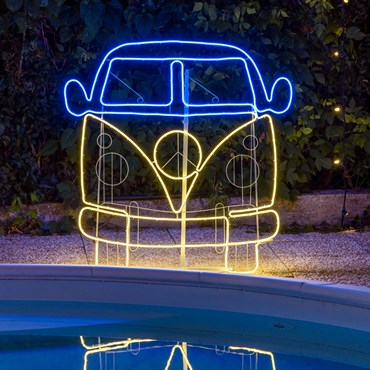 LED Lichtschlauch-Van mit Neon-Effekt, 110 x h 118 cm, blau und warmweiß