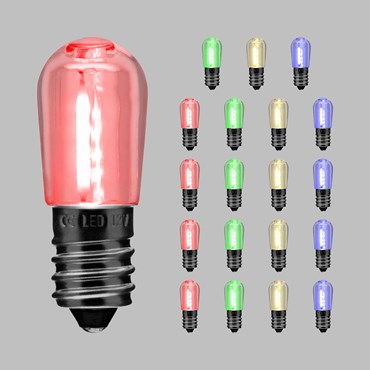 Set di 20 lampadine in plastica per cordoniera, Filament led multicolor E14, 12V