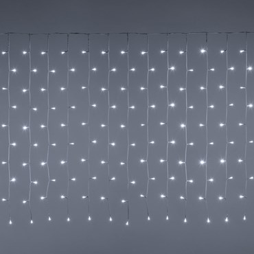 Cortina de luces 10 x h. 1 m, 1000 led blanco frío, cable blanco, temporizador