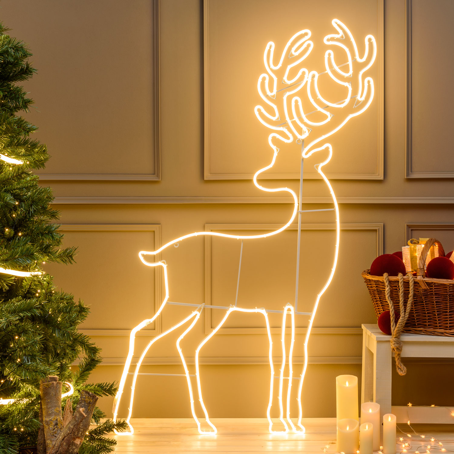 Reindeer Neon Christmas Decorative Light Neon Sign Christmas Deer Warm White 