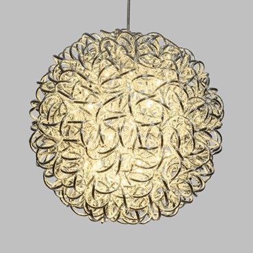 Lámpara esfera luminosa de aluminio plateado Ø 40cm, 100 led blanco natural