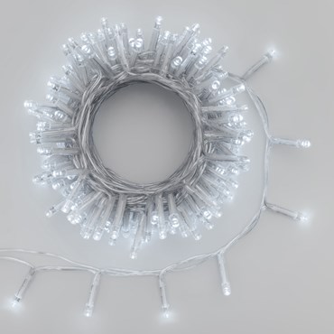 Guirlande lumineuse à piles 7,2 m, 180 led blanc froid, câble transparent, avec timer