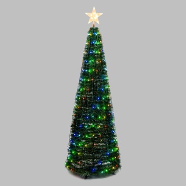 h. 210 cm, 380 Color Changing RGB Pixel LEDs, Green Cone Artificial Lighted Christmas Tree