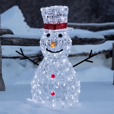 Schneemann weiches Akryl, 70 cm, 160 LEDs kaltweiß, mit Zeitschaltuhr