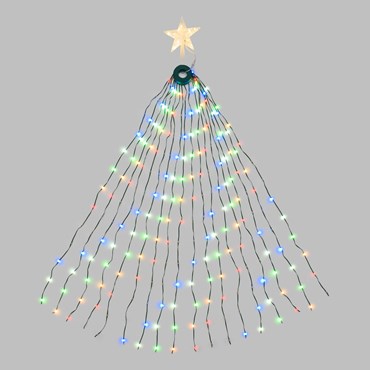 Manto de luces con Estrella para árbol de Navidad h. 125 cm, 234 gotas de luz RGB, cable verde