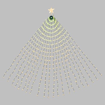 Mantello di luci con Stella per albero di Natale h. 195 cm, 440 gocce di luce RGB, cavo verde