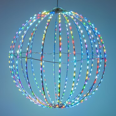 Sphère 3D repliable en métal blanc, Ø 30 cm, 500 micro led RGB couleurs changeantes
