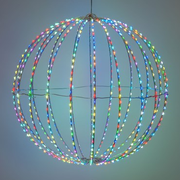 Sphère 3D repliable en métal blanc, Ø 40 cm, 700 micro led RGB couleurs changeantes