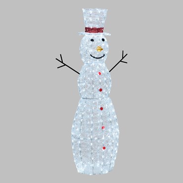 h 150 cm, 320 White Leds Snowman in Clear Acrylic, Timer