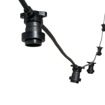 Lichterkette 5 m, 5 E27-Fassungen, schwarzes Kabel, erweiterbar