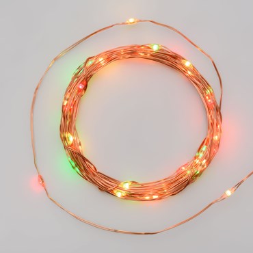 Guirlande lumineuse à piles de 3,9 m, 40 Multiflash RGB, câble cuivre