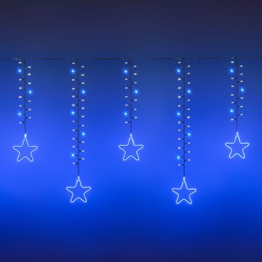 Estalactita con estrellas SMD Neón azul y 240 Mini led blanco frío, 3,6 x h 0,7 m, cable blanco