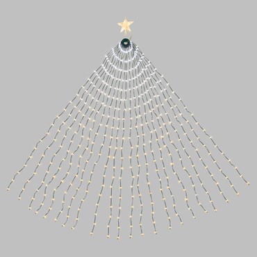 Manto de luces con Estrella para árbol de Navidad h 195 cm, 440 gotas de luz blanco cálido y blanco frío, cable verde