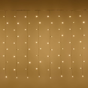 Cortina de luces 3,2 x h 1 m, 200 led blanco cálido, cable blanco, prolongable