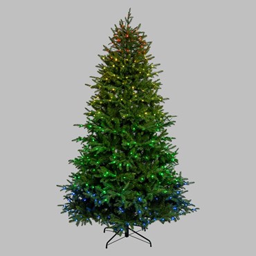 Albero di Natale in finto pino Fiemme, h. 230 cm, 550 gocce di luce pixel led RGB e Bianco Caldo