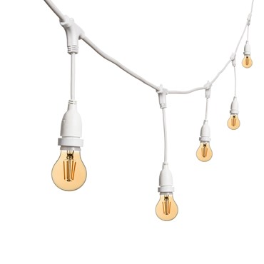 5m Festoon Pendant Lights h. 30cm, 8 LED Bulbs Ø 60mm, White Cable, Connectable, Vintage Led Pro Series