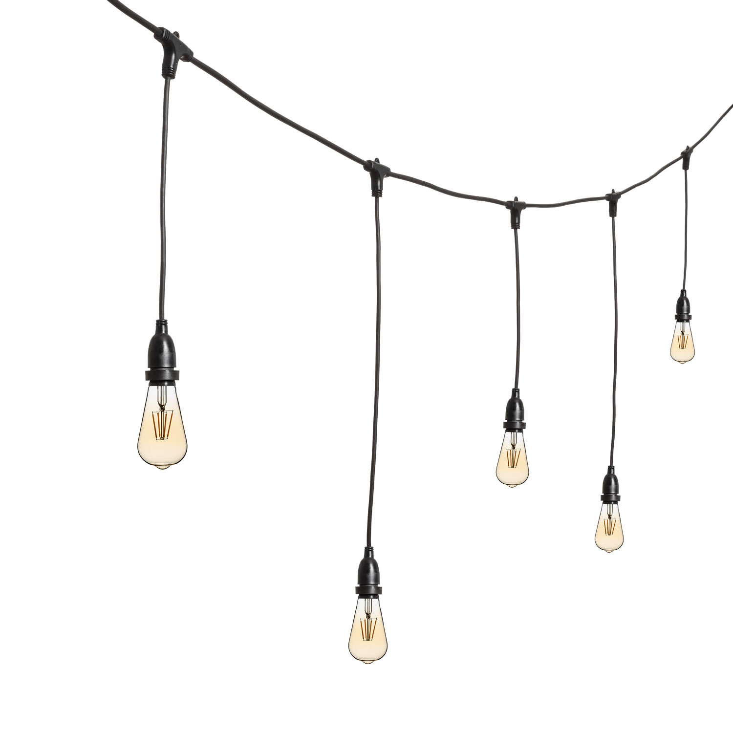 Vintage Lichterkette Mit Hangenden Led Edison Birnen O 64 Mm H 70 Cm Schwarzes Kabel 230v Erweiterbar Led Gluhbirnen Lichterketten