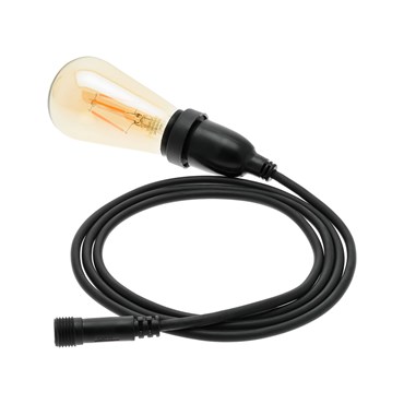 Hängende LED-Edison Birne 4 Watt Ø 64 mm, schwarzes Kabel