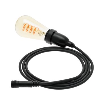 Hängende LED-Edison Birne 4 Watt Ø 64 mm, Spiral Filament, schwarzes Kabel