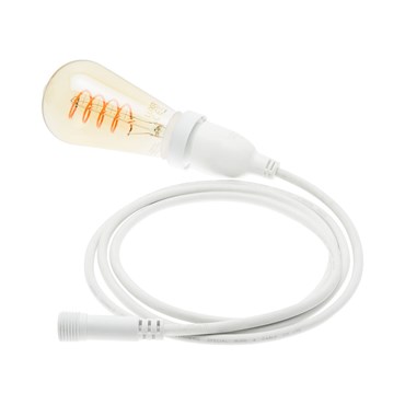 Hängende LED-Edison Birne 4 Watt Ø 64 mm, Spiral Filament, weißes Kabel 4 m