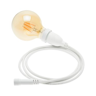 Hängende LED-Globo Birne 8 Watt Ø 95 mm, dimmbar, weißes Kabel