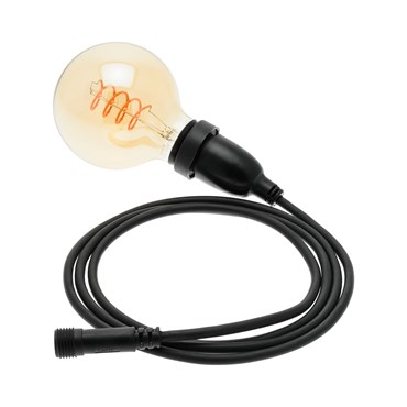 Hängende LED-Globo Birne 4 Watt Ø 95 mm, Spiral Filament, schwarzes Kabel 4 m