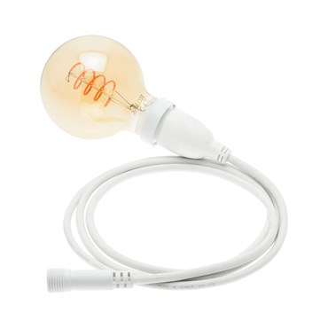 Hängende LED-Globo Birne 4 Watt Ø 95 mm, Spiral Filament, weißes Kabel 3 m