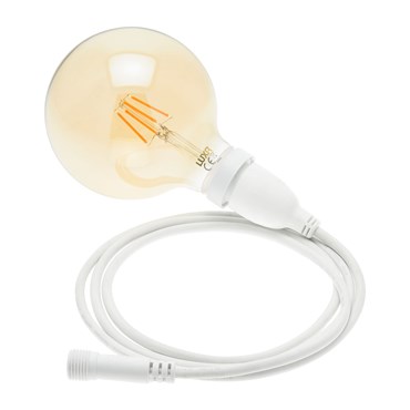 Hängende LED-Globo Birne 8 Watt Ø 125 mm, dimmbar, weißes Kabel