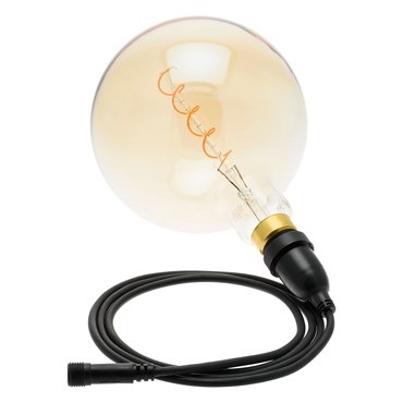 Hängende LED-Globo Birne 4 Watt Ø 200 mm, Spiral Filament, schwarzes Kabel 3 m