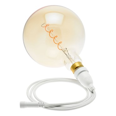 Ampoule vintage maxi globe Ø 200 mm en suspension, filament en spirale, 4 mètres de câble blanc