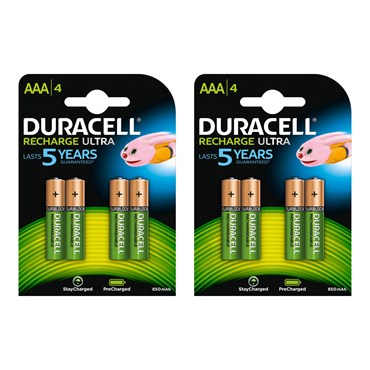 AAA Mini Batteries Duracell DU77, Set of 8, Preloaded