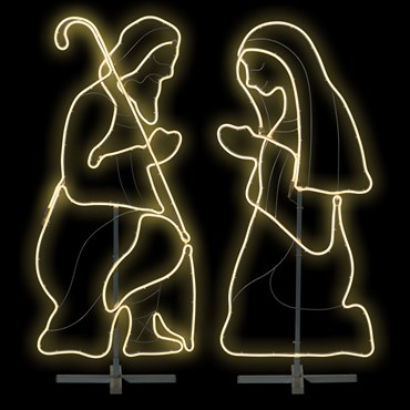 Krippenkollektion Josef und Maria aus LED Neon Lichtschlauch, 115 cm, warmweiß