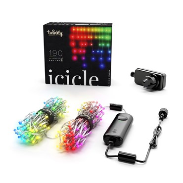 5 x h. 0.6m 190 LED Twinkly Smart App Controlled Icicle Lights, RGB