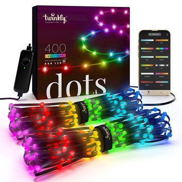 20 m Twinkly Dots String Light, 400 RGB LEDs, black cable