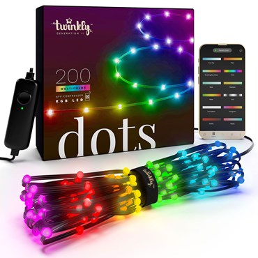 10 m Twinkly Dots String Light, 200 RGB LEDs, black cable