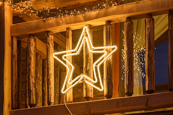 Décorations de Noël 2022 Balcon Étoile lumineuse