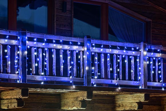 Weihnachtsbeleuchtung 2022 Blauer LED-Lichtvorhang Balkon