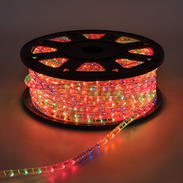 50m Multi Coloured Bulbs Rope Lights, 13mm diameter, 230V