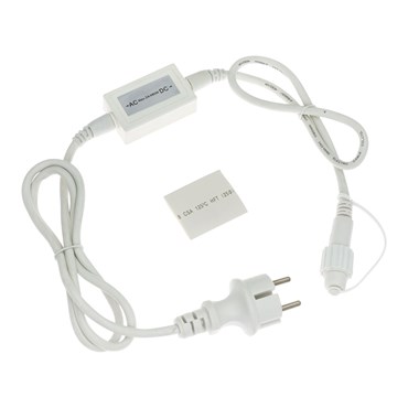 Câble d'alimentation PML, 1,5 m, avec redresseur de courrant AC/DC, câble blanc, IP67
