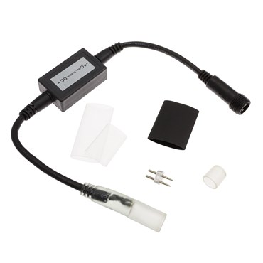 Verbinder für LED-Lichtschlauch 13 mm, PML Stecker, 0,3 m, schwarzes Kabel (Kit)