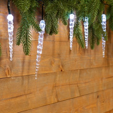 8m, 40 White Icicles String Lights Ø 18 mm, Green cable
