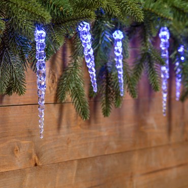 8m, 40 Blu Icicles String Lights Ø 18 mm, Green cable
