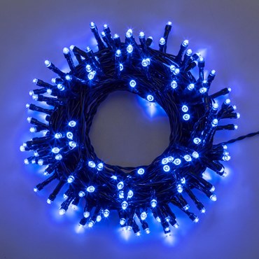 Guirlande 11,5 m, 160 LED bleu, câble vert