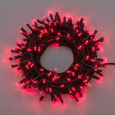 Guirlande lumineuse 12,8 m, 320 led rouge, câble vert