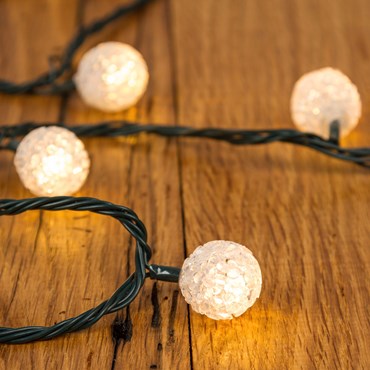 6m, 40 Warm White Mini Spheres String Lights Ø 35 mm, Green cable